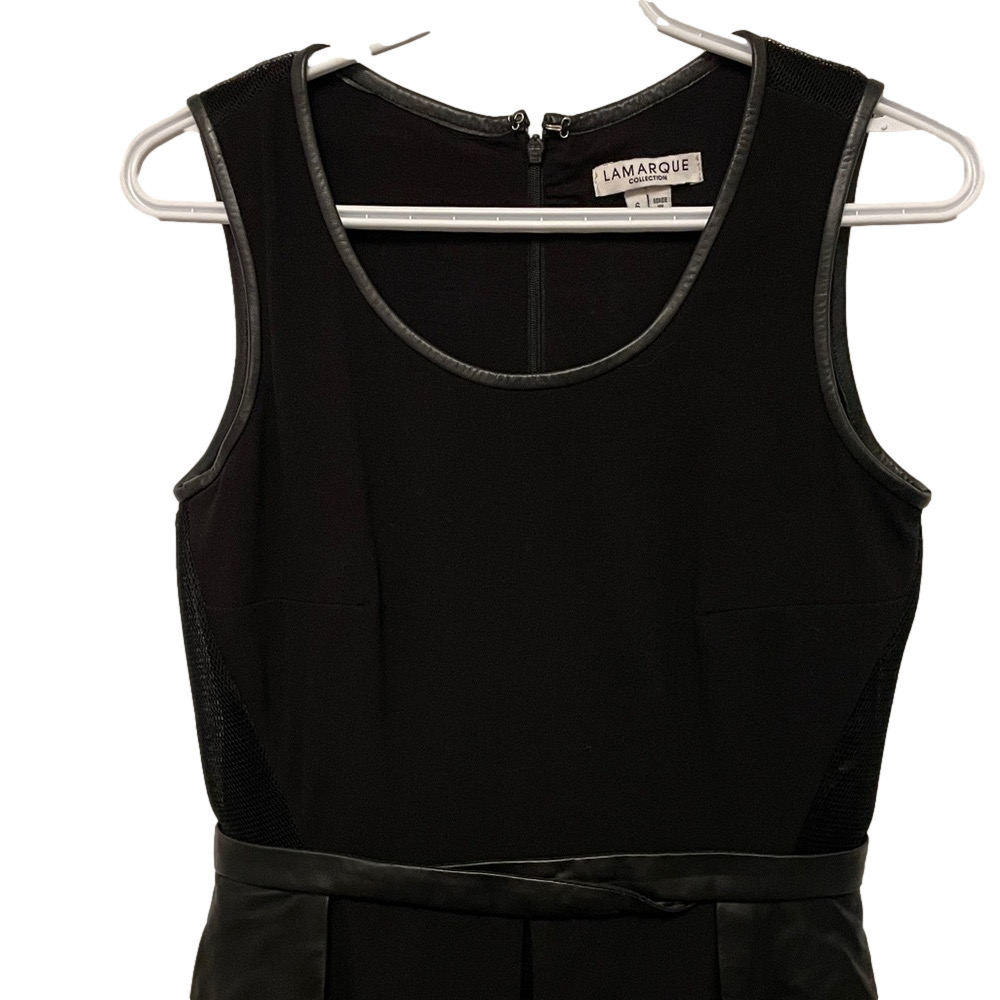 Women’s LAMARQUE Black With Leather Sleeveless Dress Size 6
